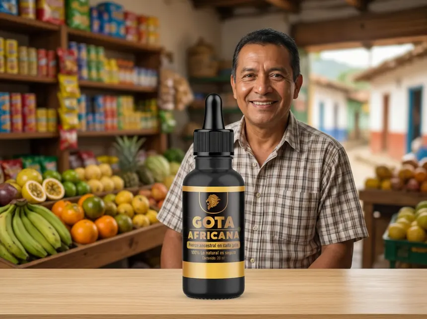 Comerciante colombiano con energía en su tienda